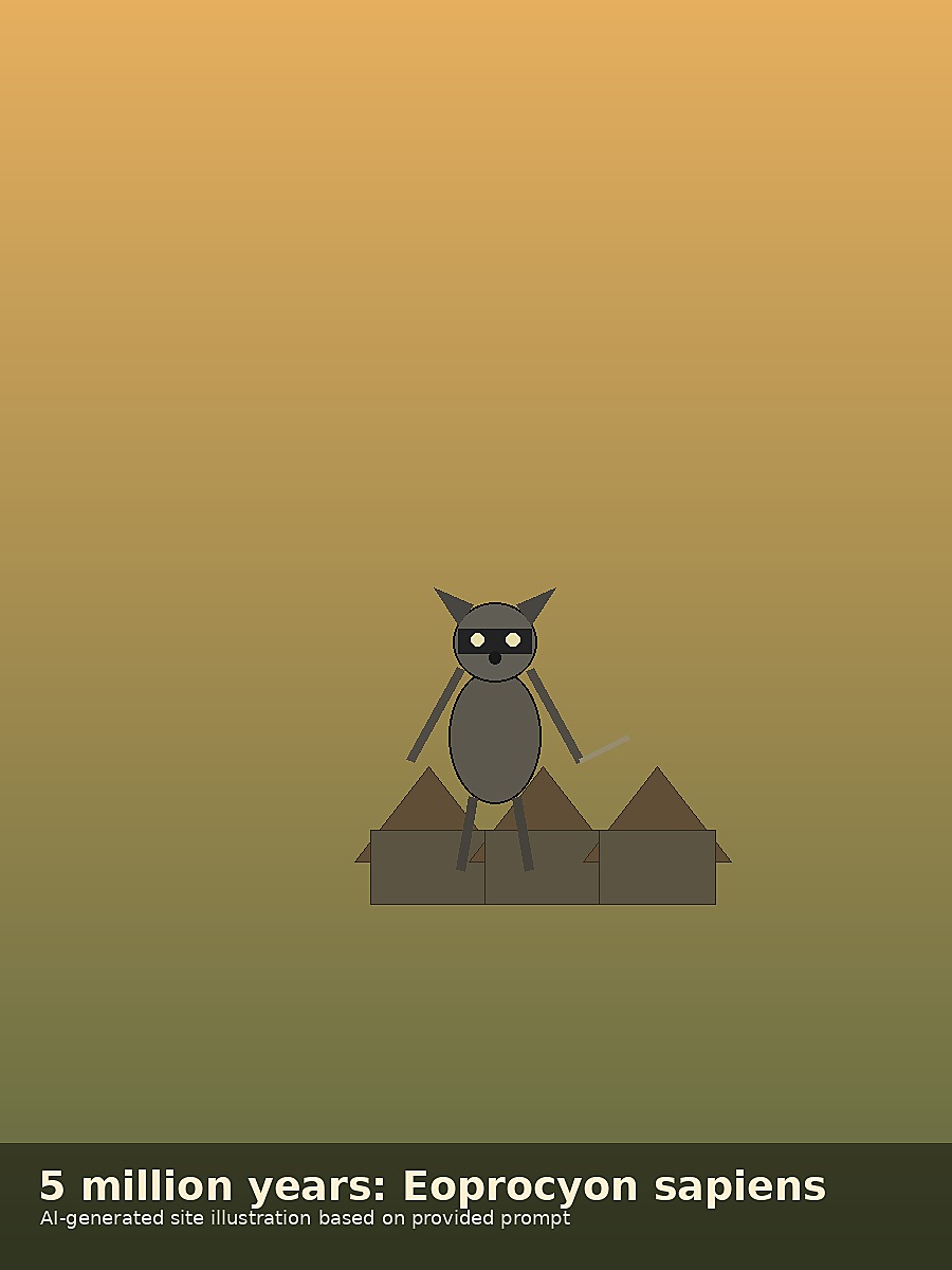 Future raccoon descendant with stone tools